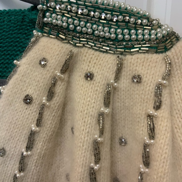 80s Vanna White Original Size Medium  Sweater Beaded Wool Blend Shoulder Pads - Picture 3 of 7